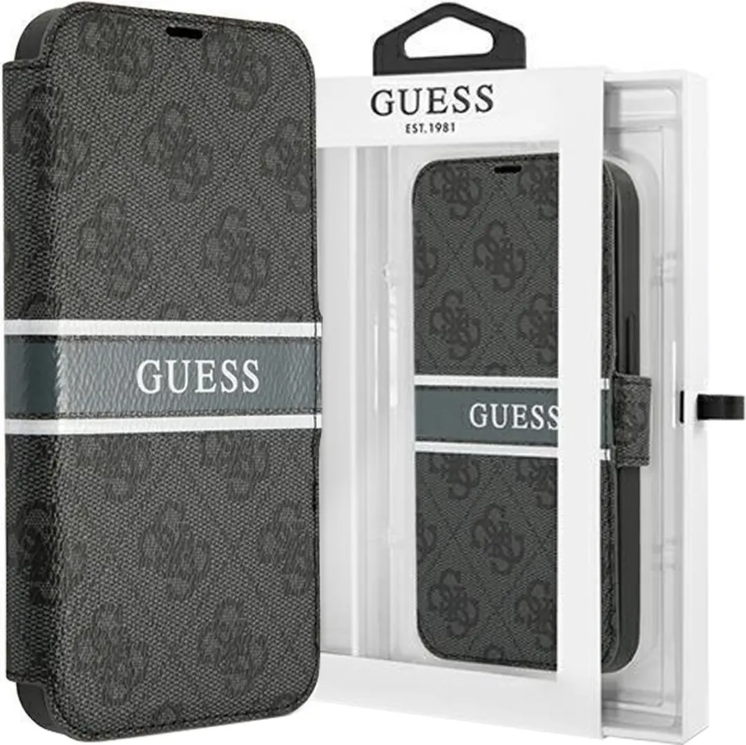GUESS iPhone 13 Mini Bookcase Hoesje 7652 - Grijs - 3 Pasjes