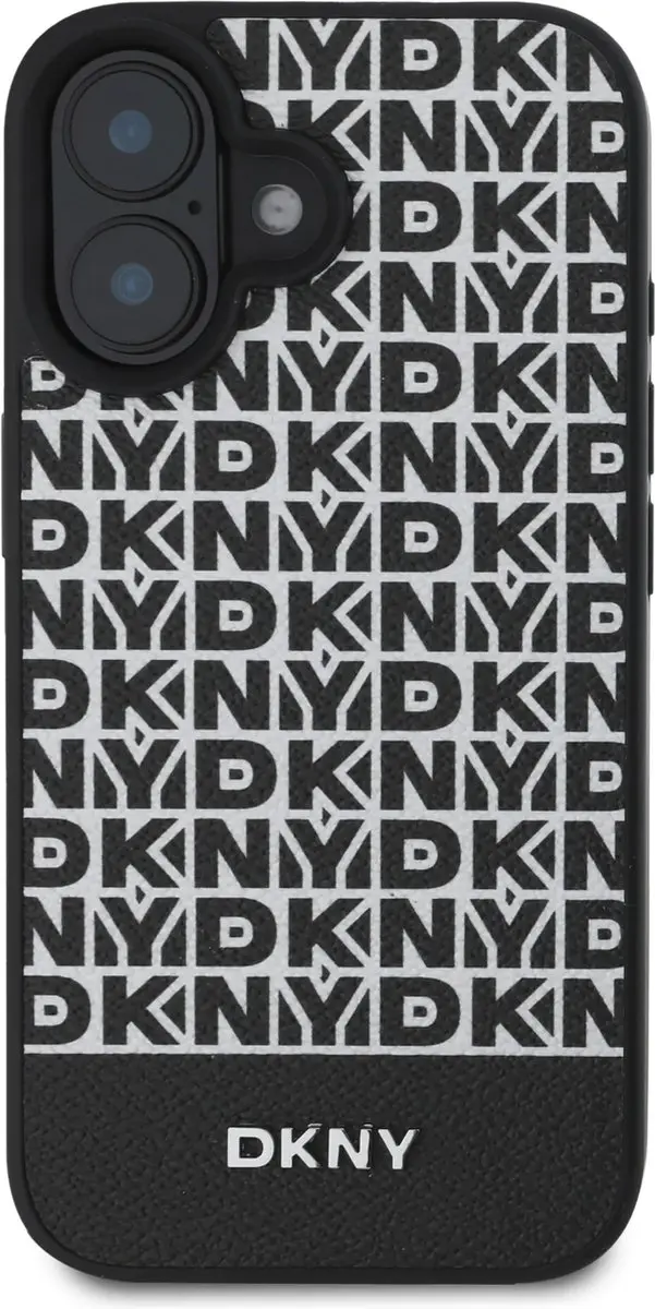 DKNY iPhone 16 Backcover - PU Leather MagSafe - Zwart