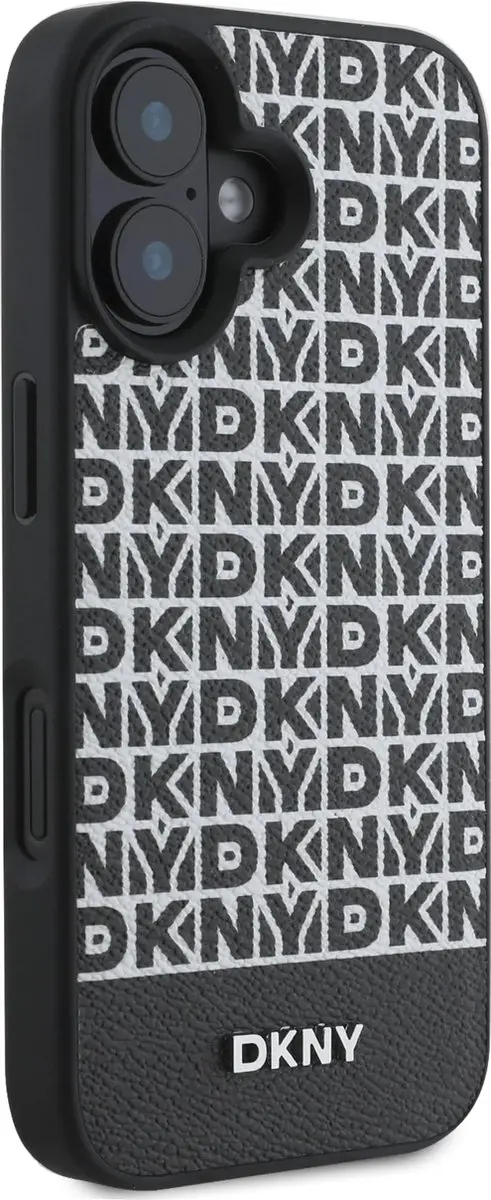 DKNY iPhone 16 Backcover - PU Leather MagSafe - Zwart