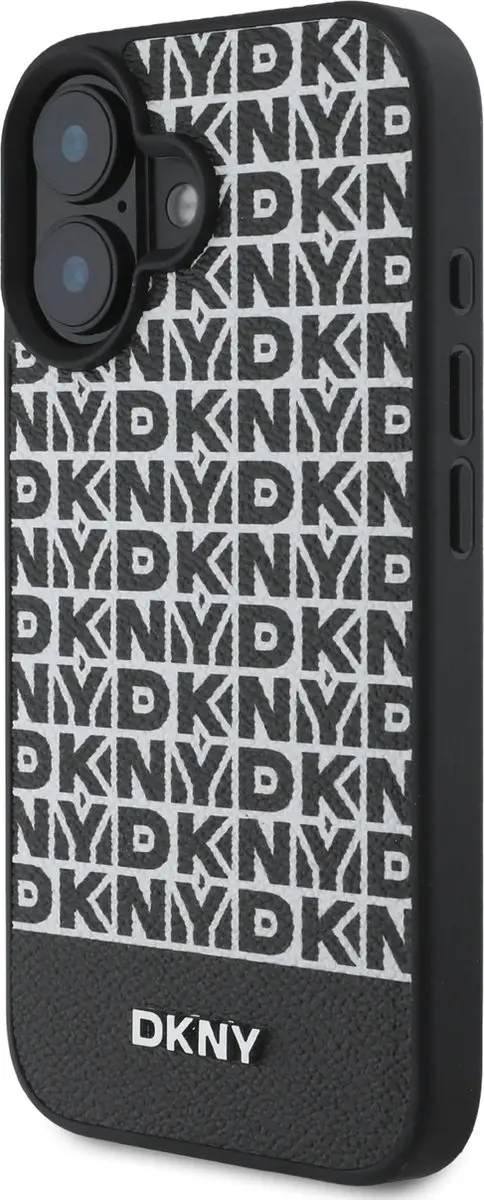 DKNY iPhone 16 Backcover - PU Leather MagSafe - Zwart