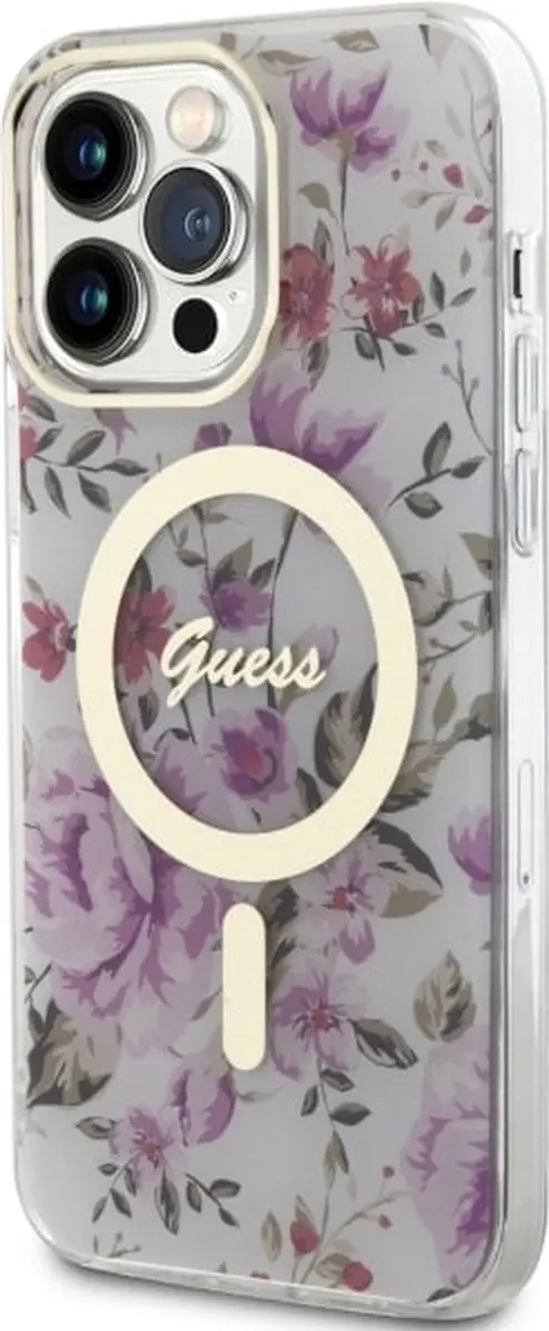 GUESS Flower Back Case MagSafe - iPhone 14 Pro - Transparant