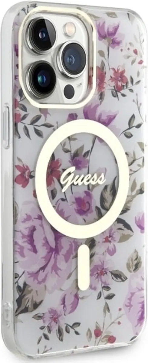 GUESS Flower Back Case MagSafe - iPhone 14 Pro - Transparant