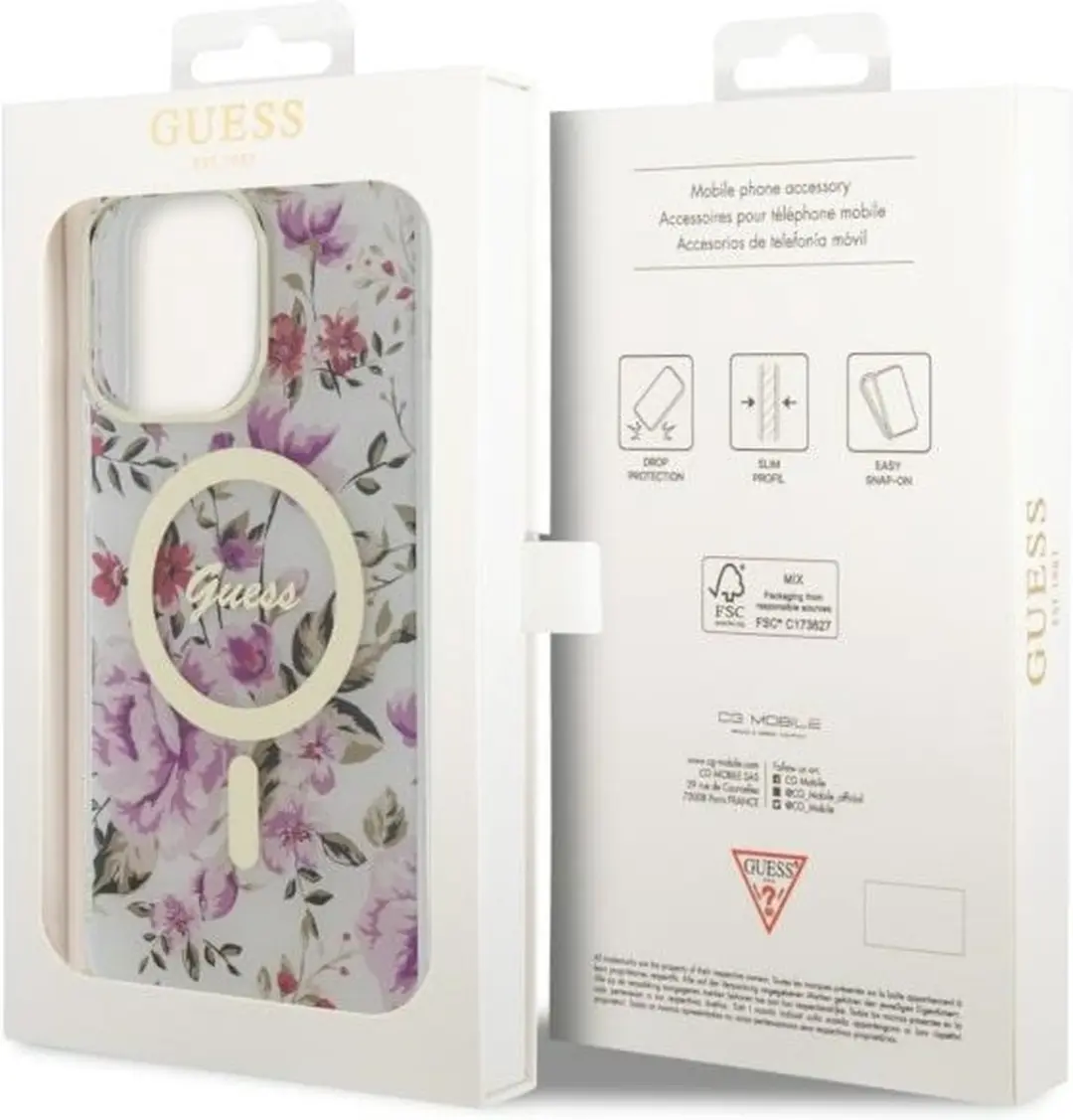 GUESS Flower Back Case MagSafe - iPhone 14 Pro - Transparant - afbeelding 6 van 6