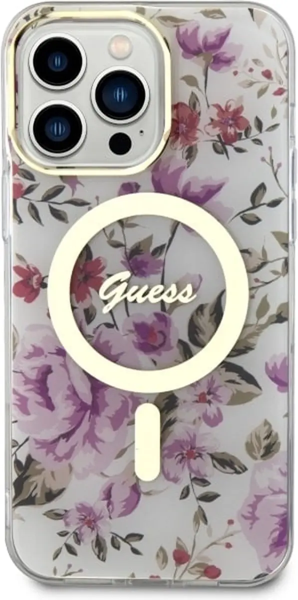 GUESS Flower Back Case MagSafe - iPhone 14 Pro - Transparant