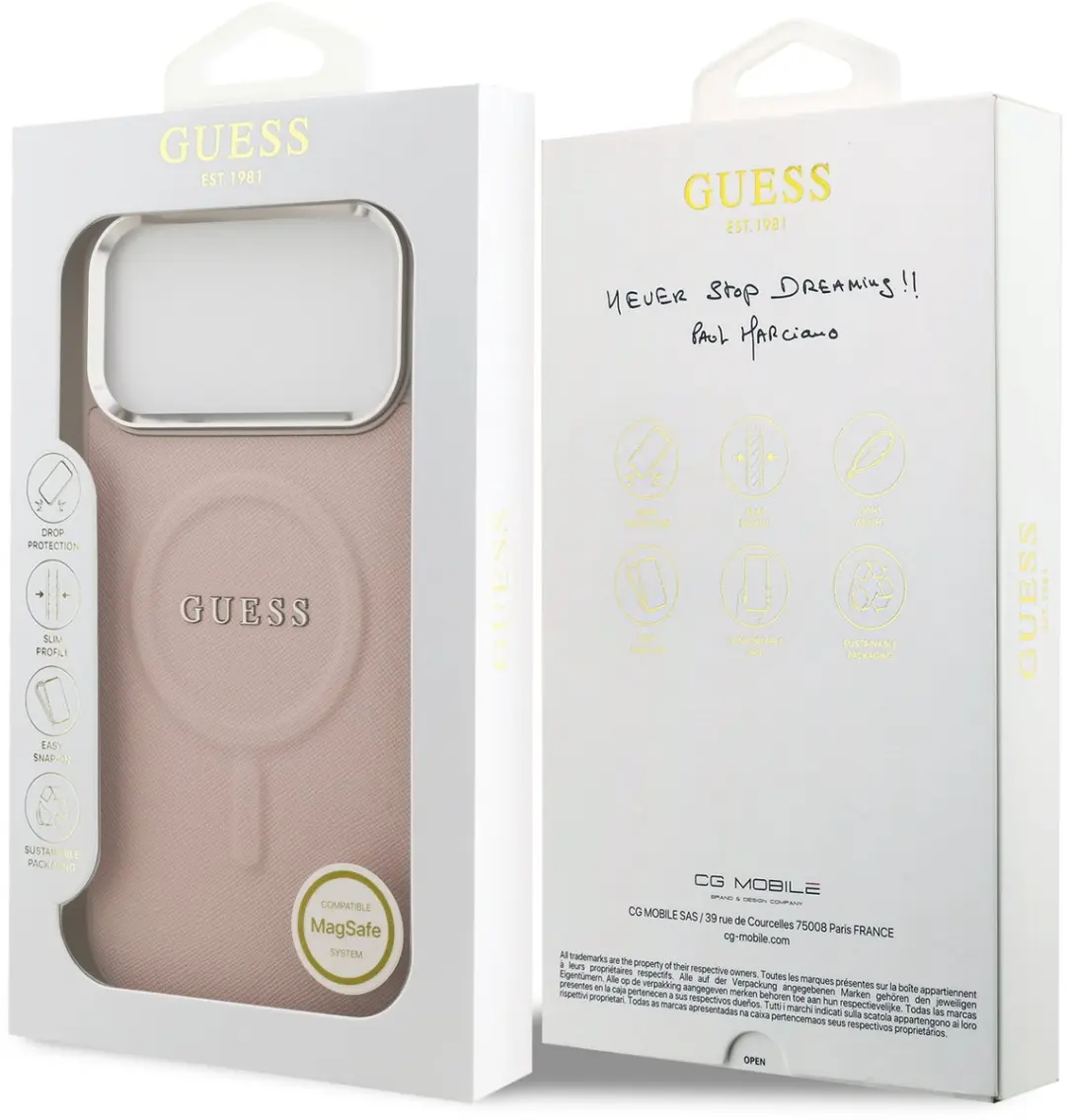 Guess PU Saffiano Backcover 14708 - iPhone 17 Pro - Roze