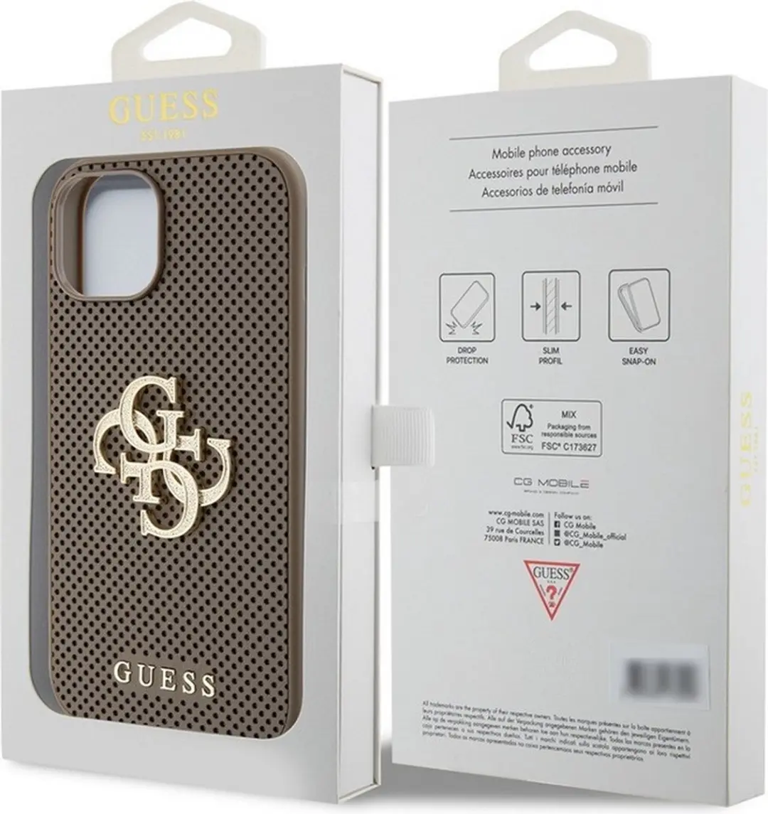 GUESS Perforated Hoesje iPhone 15 Pro - Taupe