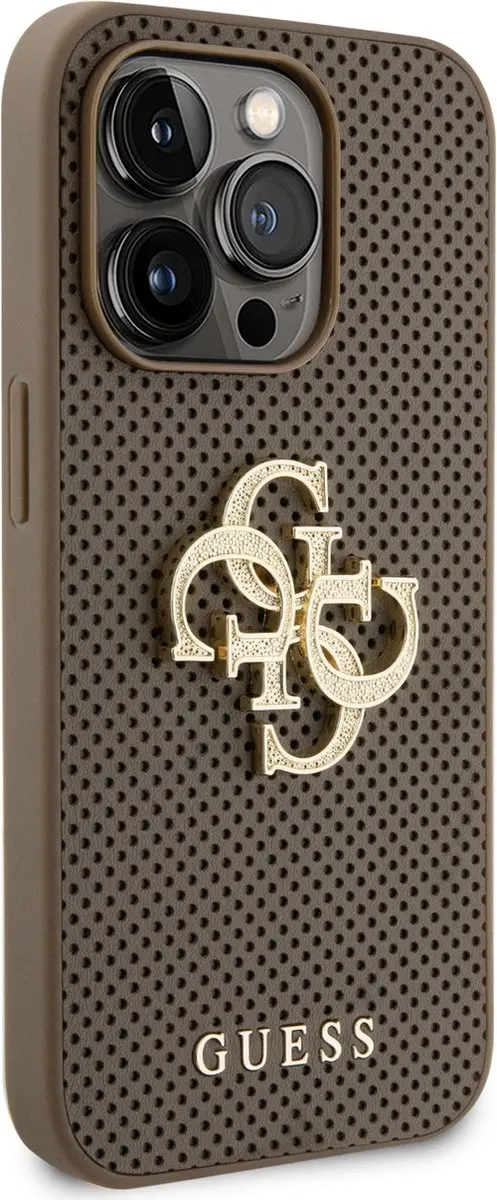 GUESS Perforated Hoesje iPhone 15 Pro - Taupe