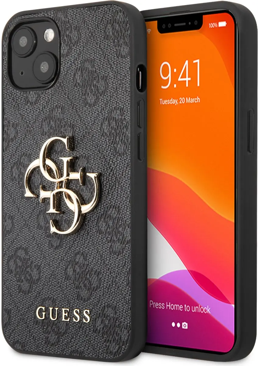 GUESS Golden Logo iPhone 13 Mini Hoesje - Grijs