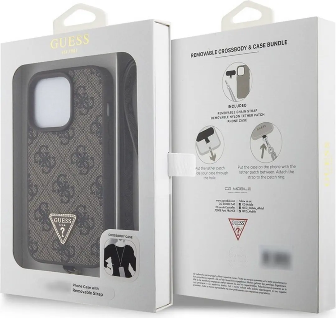 GUESS 4G Triangle Crossbody Hoesje iPhone 15 Pro - Bruin - afbeelding 6 van 6