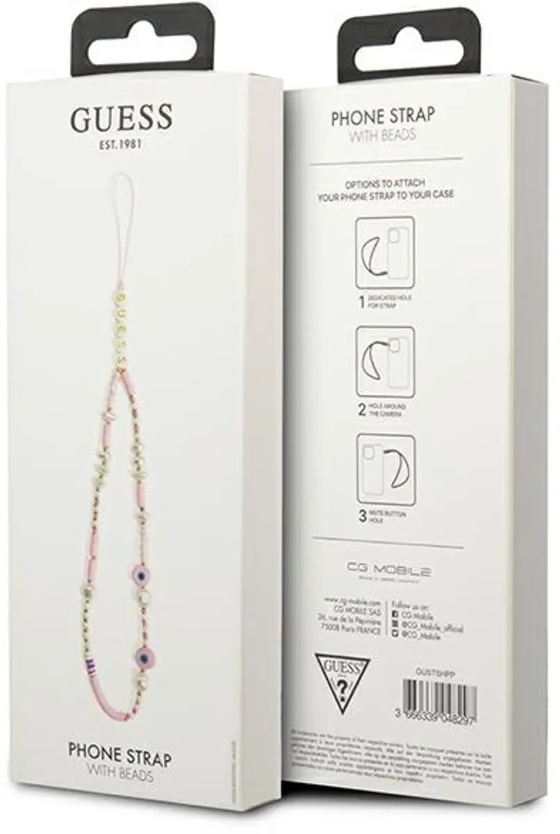 Guess GUSTSHPP Telefoonband Hanger - Roze/Kralenschelp