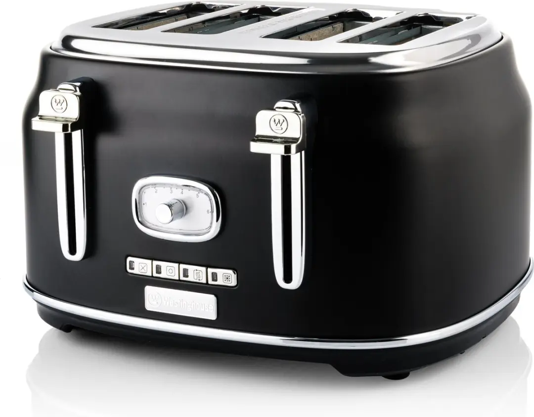 Westinghouse Retro 3-delige Set - Waterkoker 1,7L Broodrooster 4 Sneden Blender 1,5L - Zwart