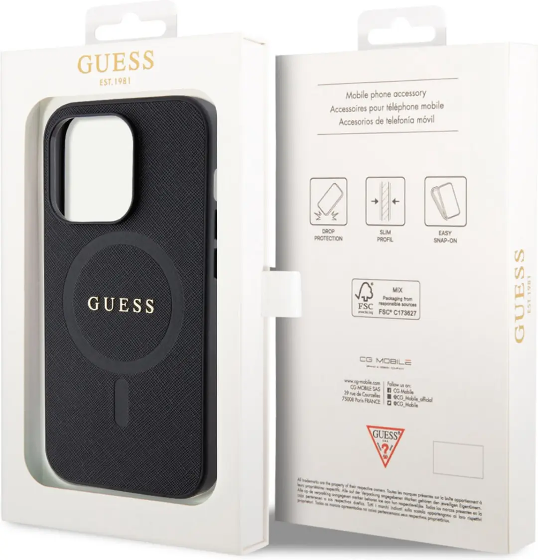 GUESS Saffiano Back Case SH00068967 - iPhone 15 Pro Max - Zwart - afbeelding 6 van 6