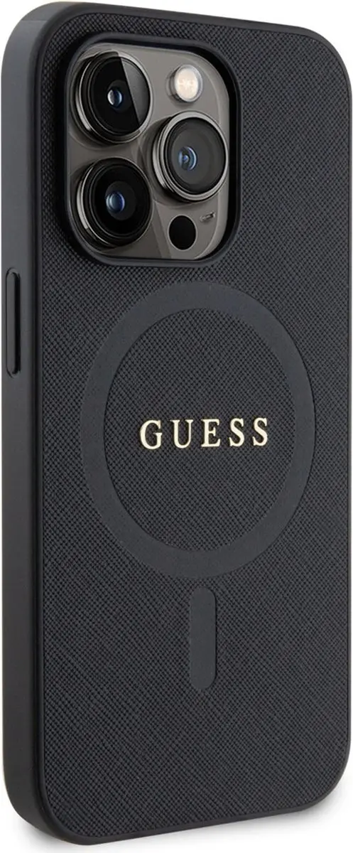 GUESS Saffiano Back Case SH00068967 - iPhone 15 Pro Max - Zwart
