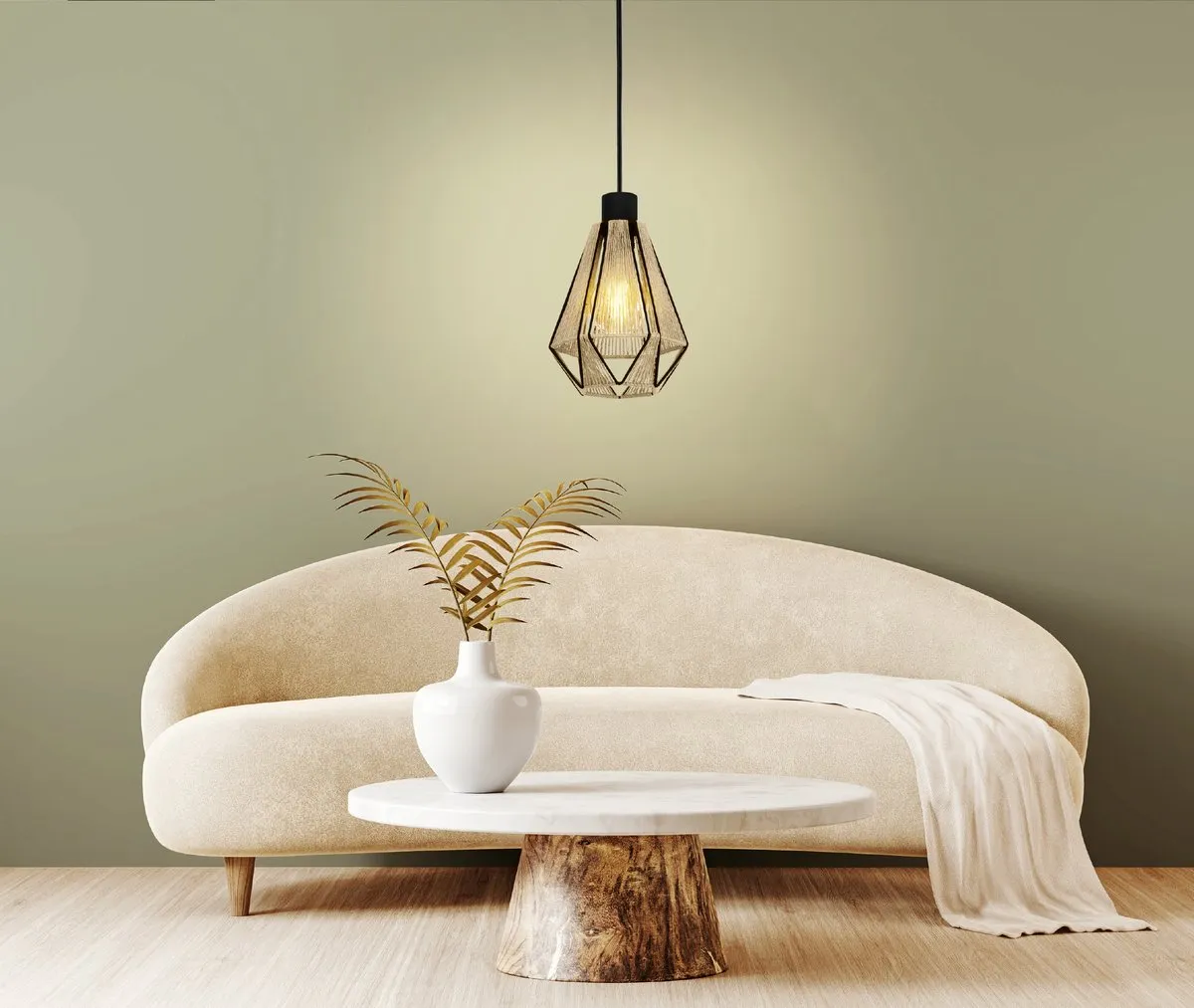 Eglo Adwickle Hanglamp E27 - 3 Lichtpunten - Zwart/Bruin - afbeelding 6 van 6