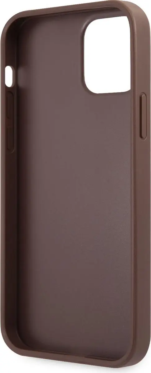GUESS PU 4G Metal Logo Hoesje - iPhone 12/12 Pro - Bruin