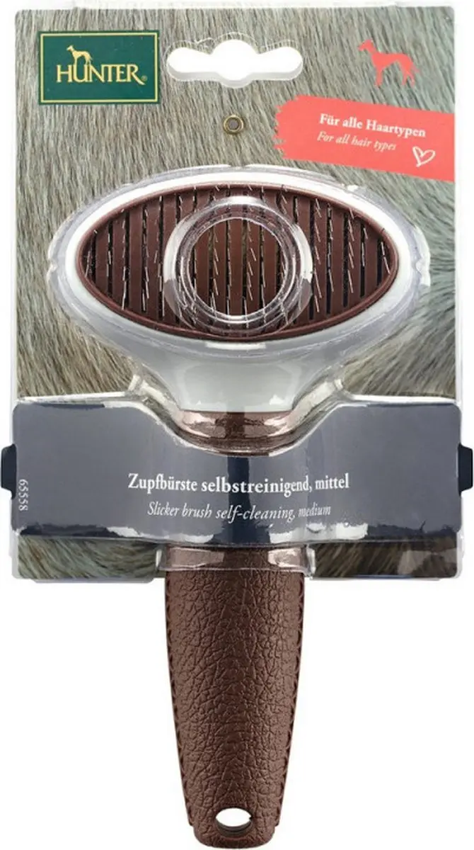 Hunter Zelfreinigende Plukborstel M - Middel