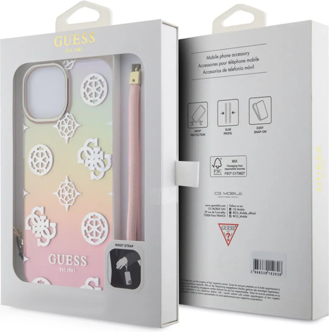 GUESS Hoesje iPhone 15 Transparant Bloemmotief - Meerkleurig - afbeelding 6 van 6