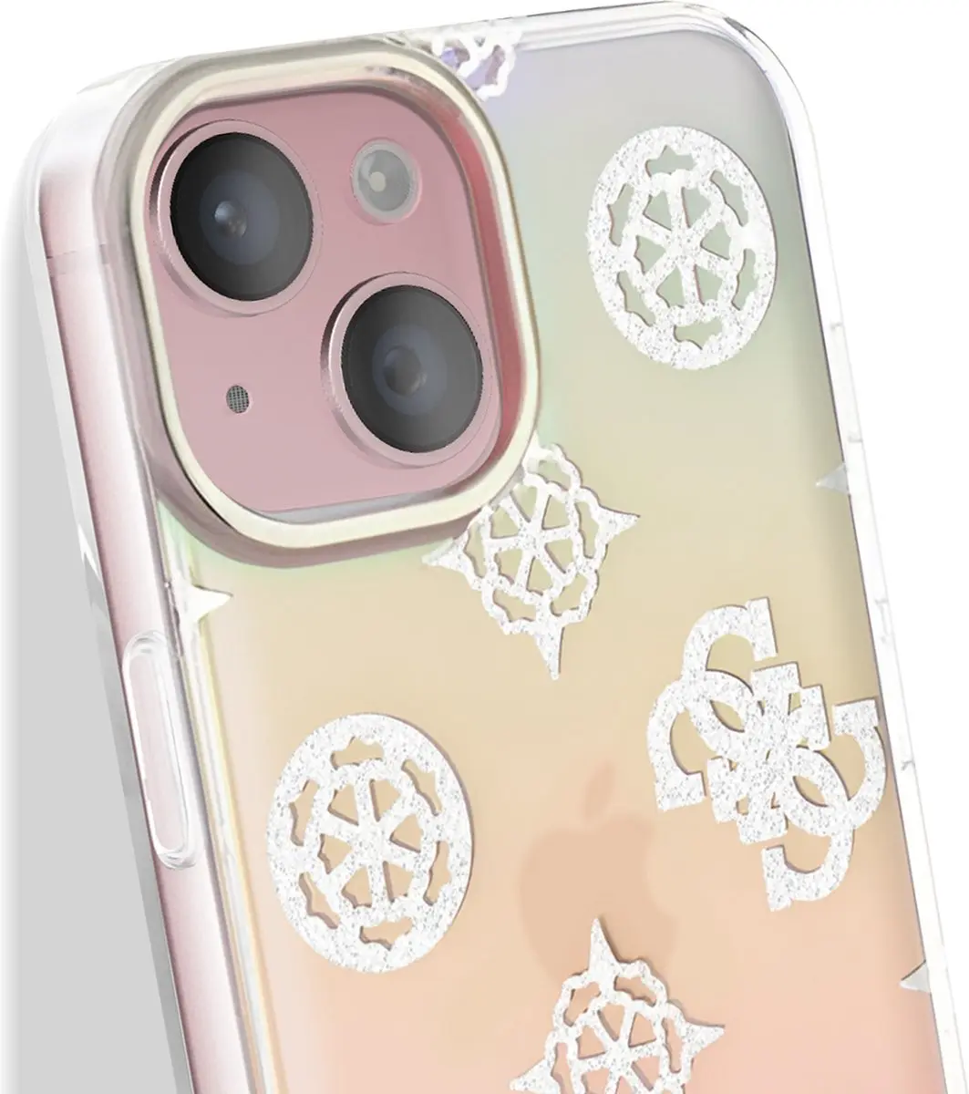 GUESS Hoesje iPhone 15 Transparant Bloemmotief - Meerkleurig