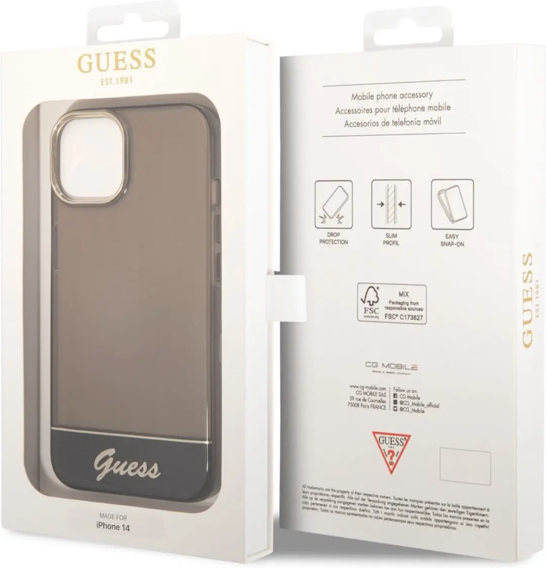 GUESS Translucent Hoesje iPhone 14 - Zwart - GUHCP146TRGBK