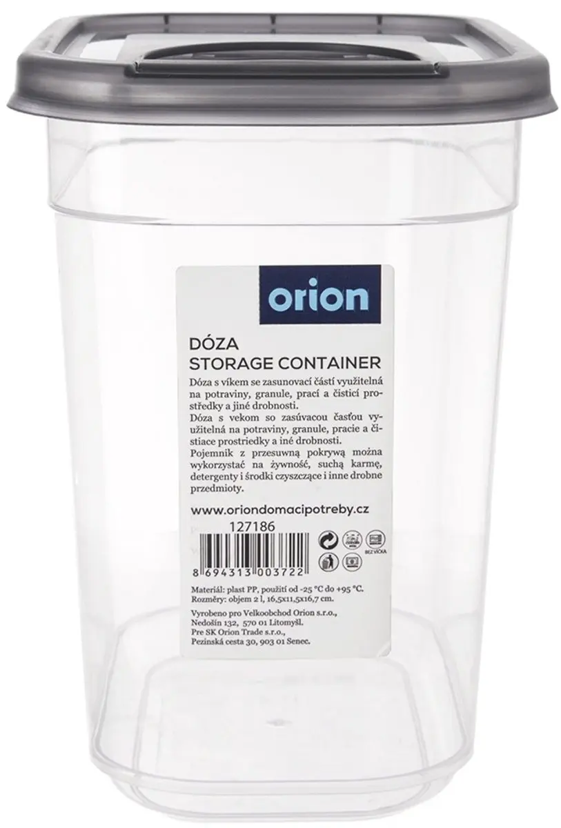 Orion Grey Serie Voorraadbus 1,9L - Grijs - BPA-vrij