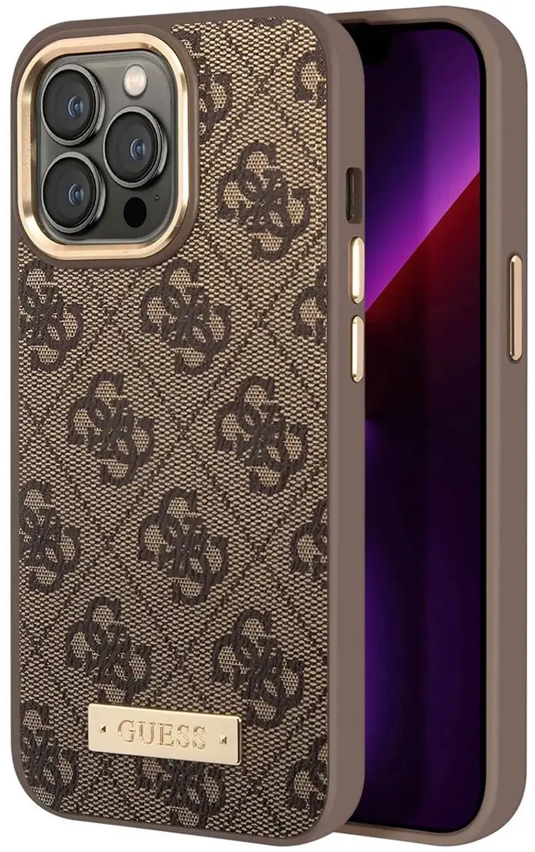 GUESS Telefoonhoesje iPhone 14 Pro - Bruin - MagSafe