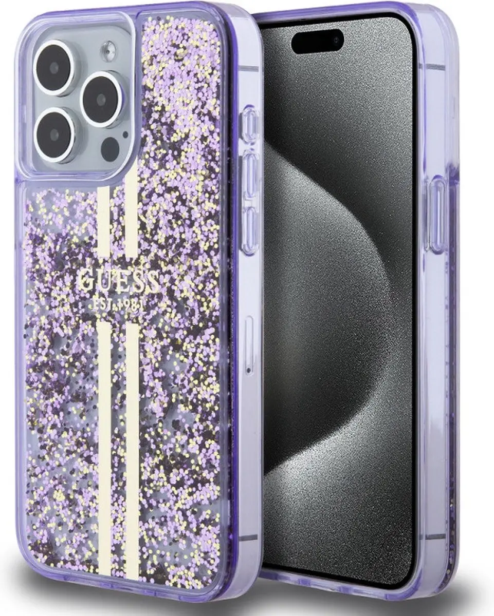 GUESS Liquid Glitter Golden Stripes Hoesje
