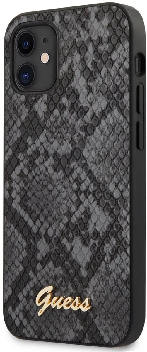 GUESS iPhone 12 Mini Hoesje S212-3 - Slangenprint Zwart