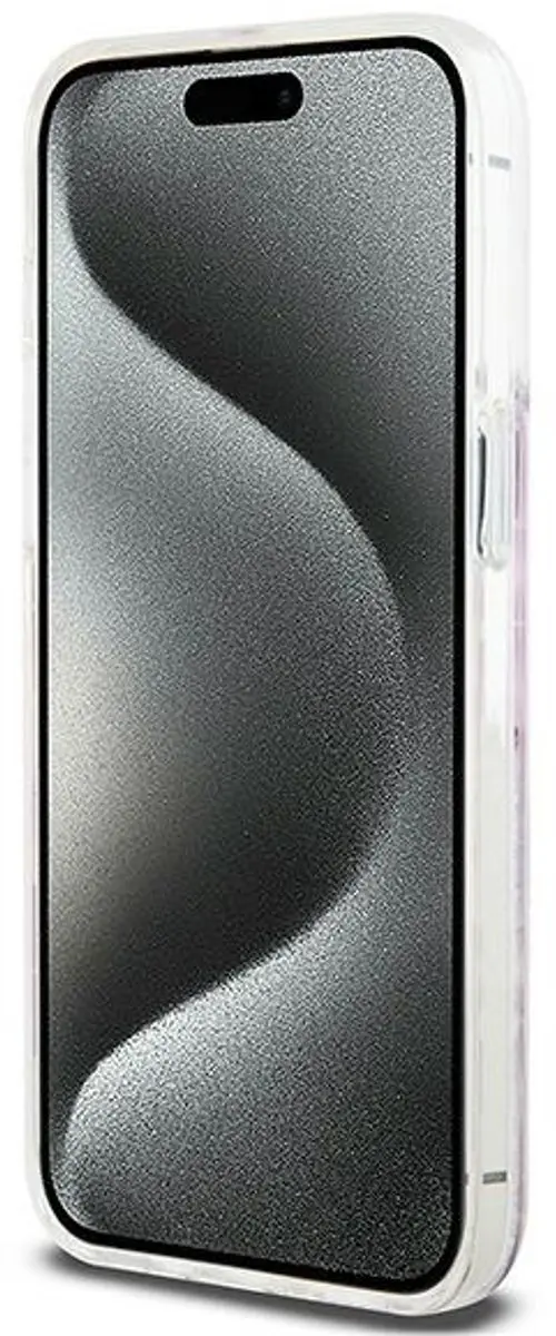 DKNY Liquid Glitter Checkered Pattern Hoesje iPhone 15 Pro Max - Roze DKHCP15XLCPEPP