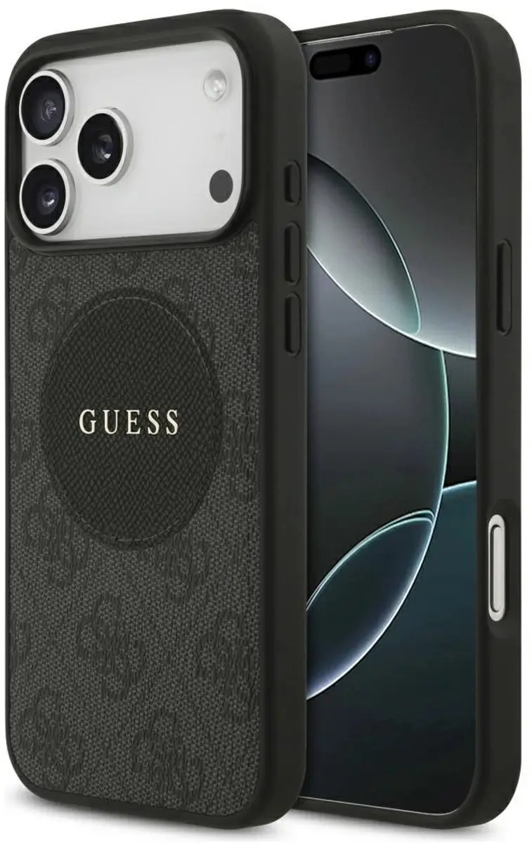 GUESS Case 4G Circle Classic Logo Magsafe iPhone 17 Pro Max - Zwart