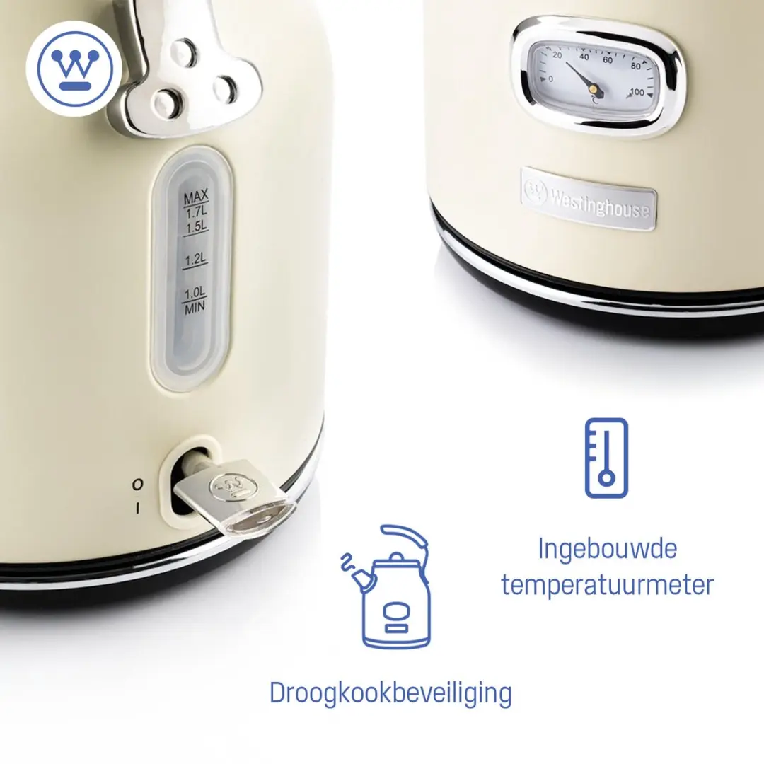 Westinghouse Retro Waterkoker WKWKH14WH 1,7L - 2200W - Beige