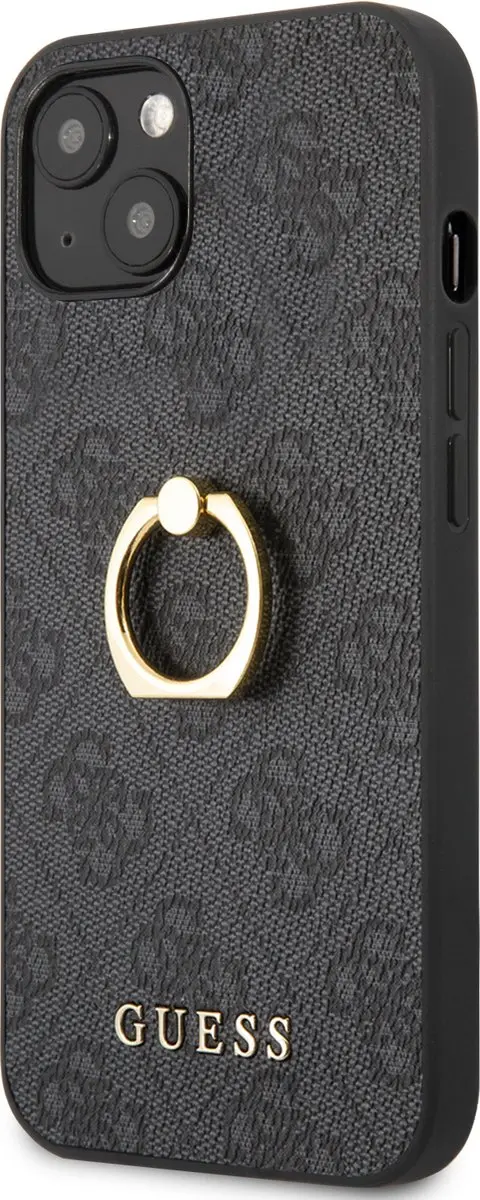 GUESS iPhone 13 Hoesje - Grijs - Ringhouder - MagSafe