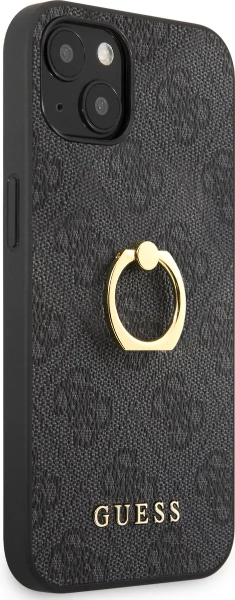 GUESS iPhone 13 Hoesje - Grijs - Ringhouder - MagSafe