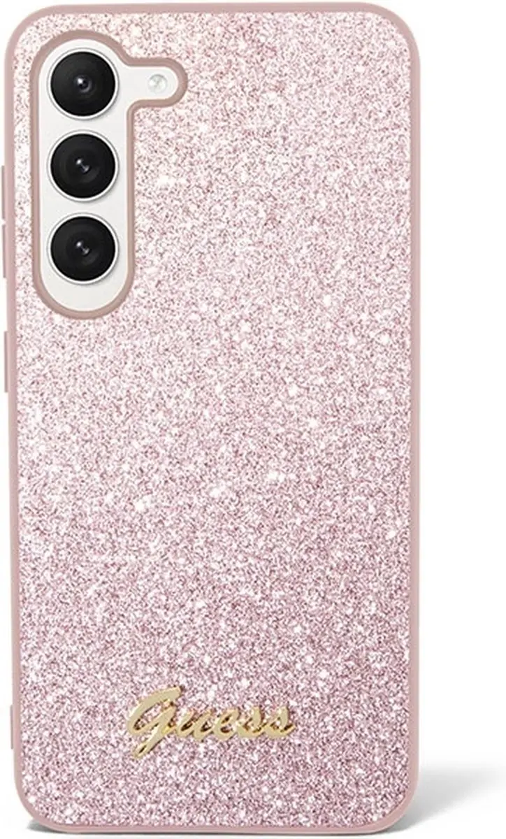 GUESS Glitter Flakes Hoesje Samsung Galaxy S23 - Roze