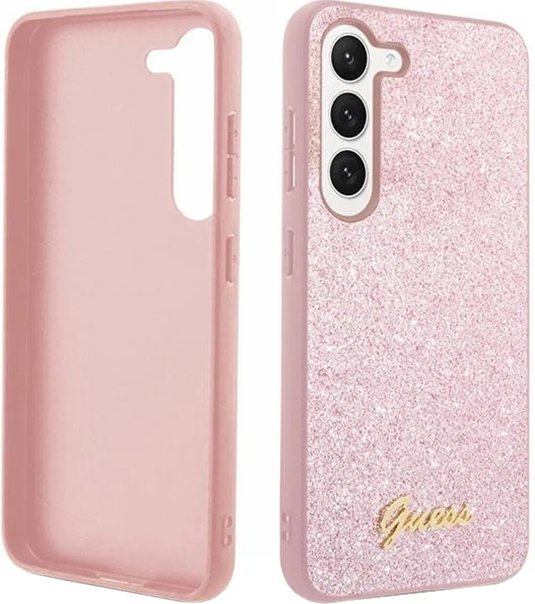 GUESS Glitter Flakes Hoesje Samsung Galaxy S23 - Roze