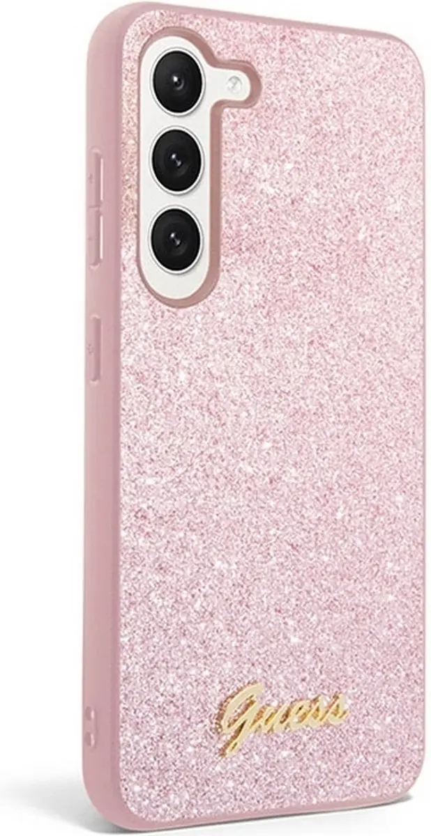 GUESS Glitter Flakes Hoesje Samsung Galaxy S23 - Roze