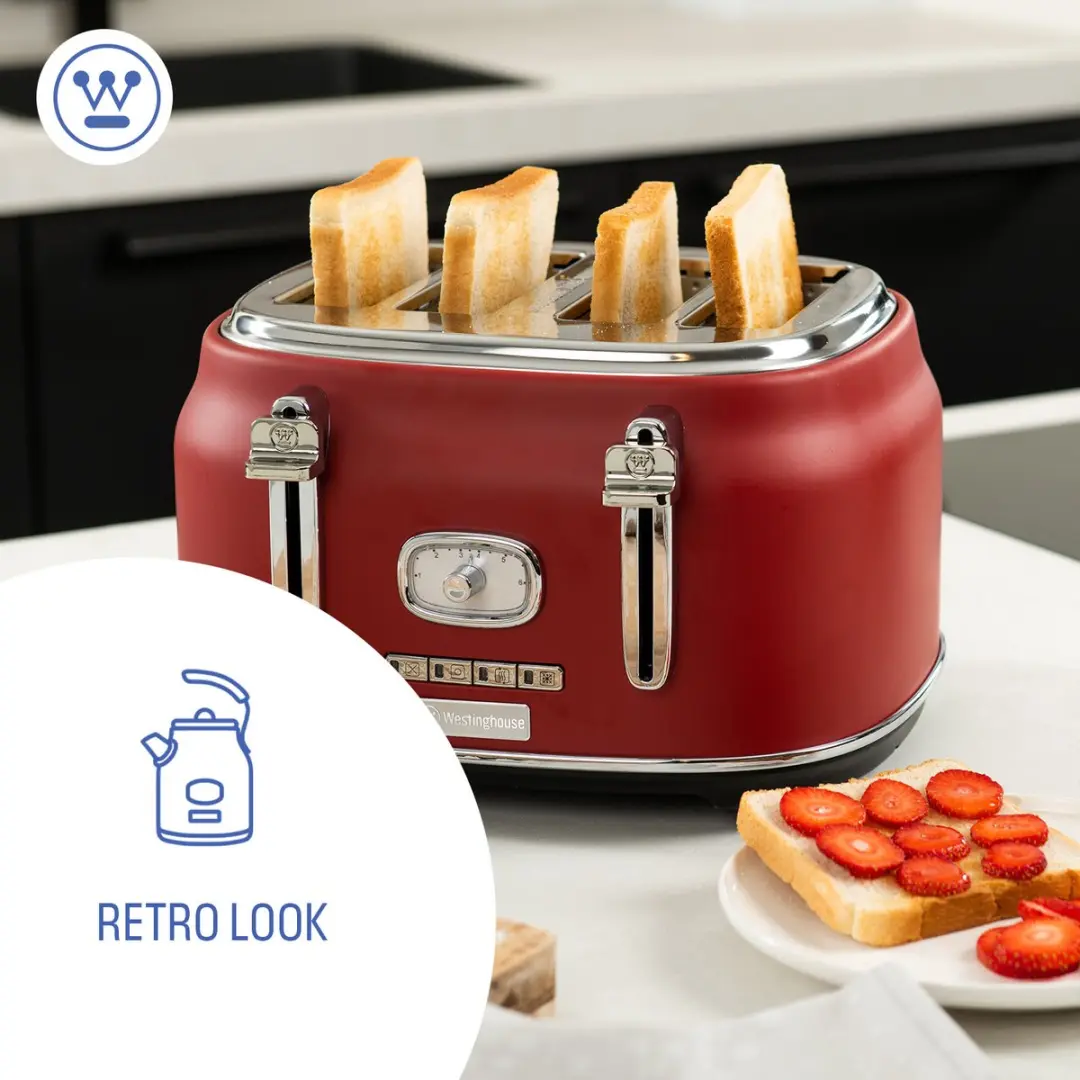 Westinghouse WKTTB809RD Broodrooster 4 Sneden 1750W - Rood