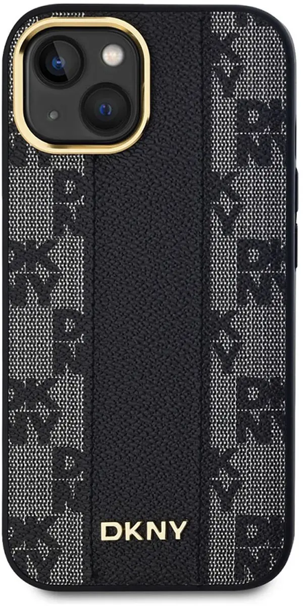DKNY Hoesje iPhone 15 MagSafe Ruitjespatroon - Zwart