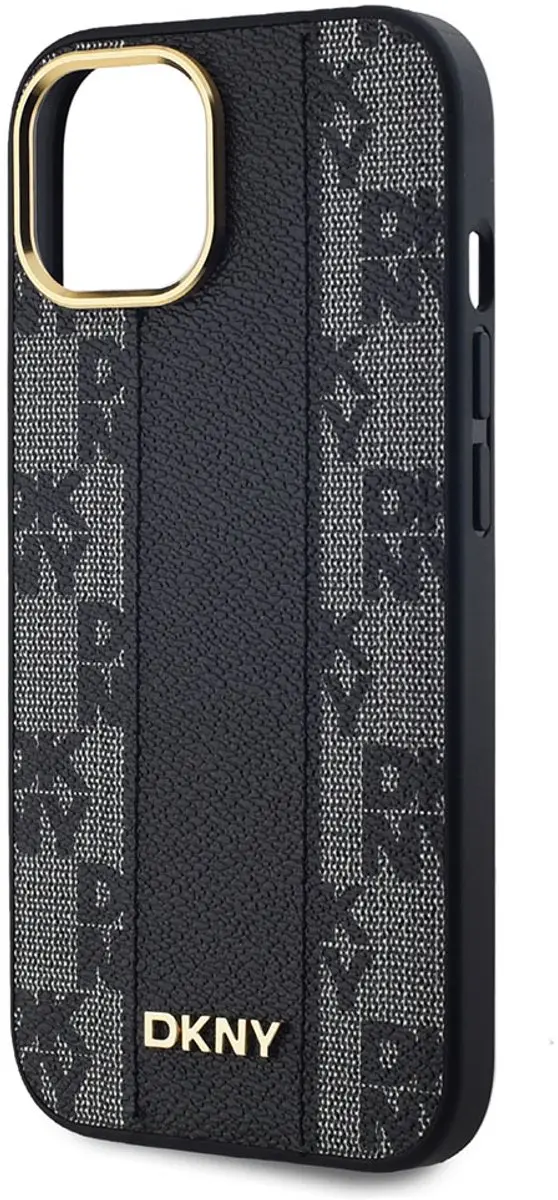 DKNY Hoesje iPhone 15 MagSafe Ruitjespatroon - Zwart