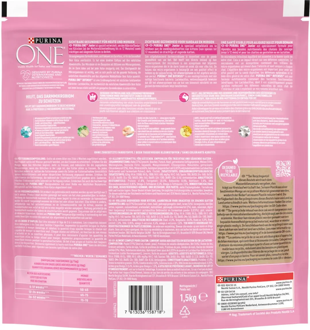 Purina ONE Junior Kattenvoer Kip & Rijst 1,5 kg