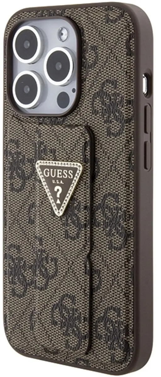 GUESS 4G Triangle Logo Grip Back Case - iPhone 15 Pro - Bruin