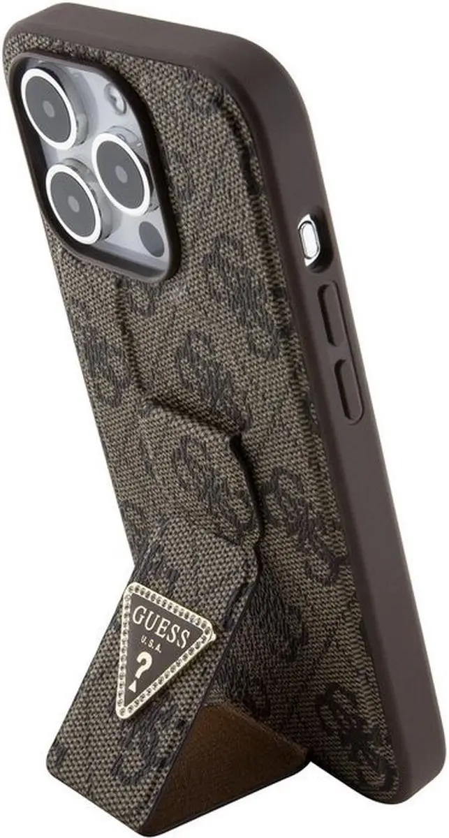 GUESS 4G Triangle Logo Grip Back Case - iPhone 15 Pro - Bruin - afbeelding 6 van 6