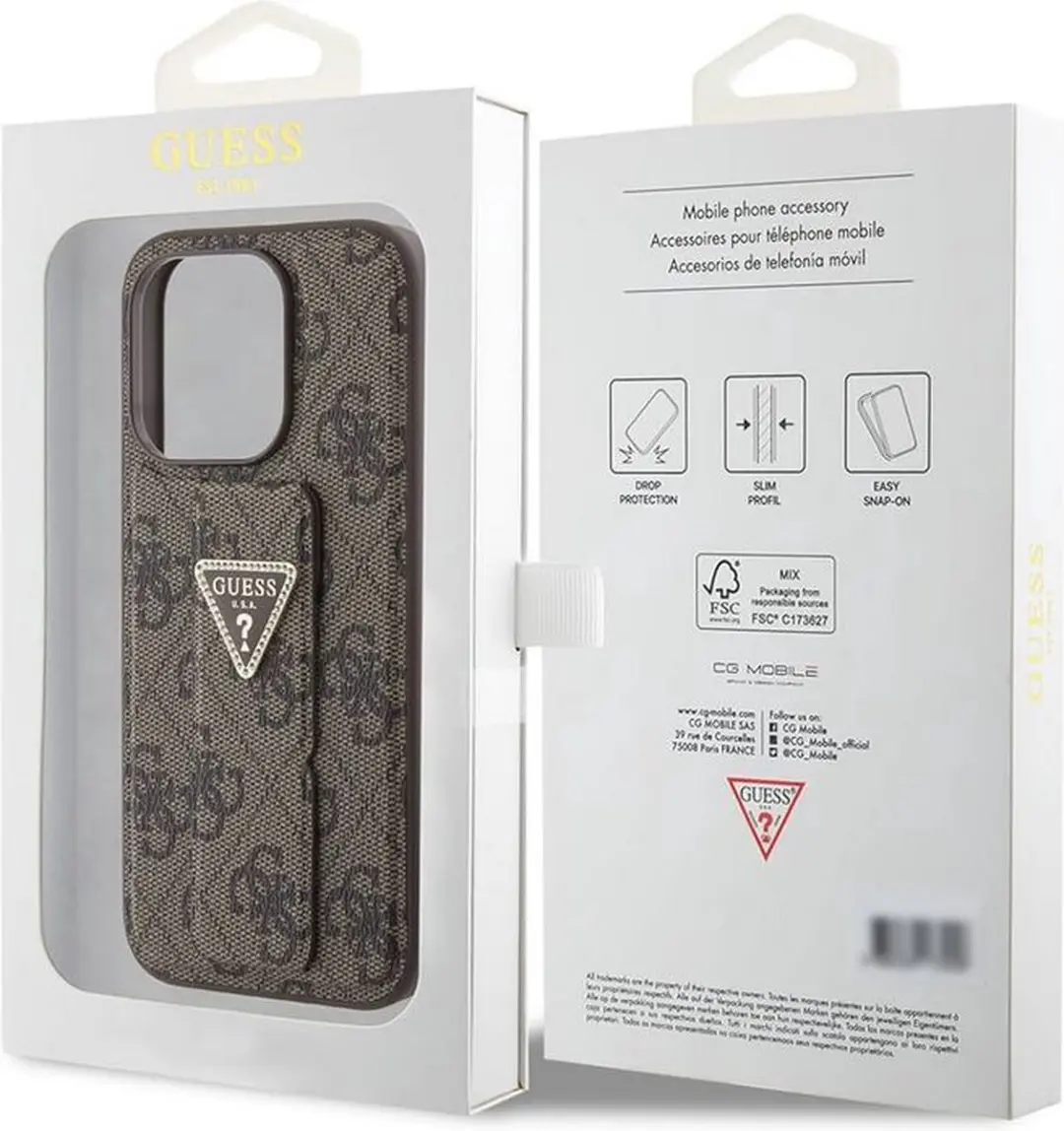GUESS 4G Triangle Logo Grip Back Case - iPhone 15 Pro - Bruin