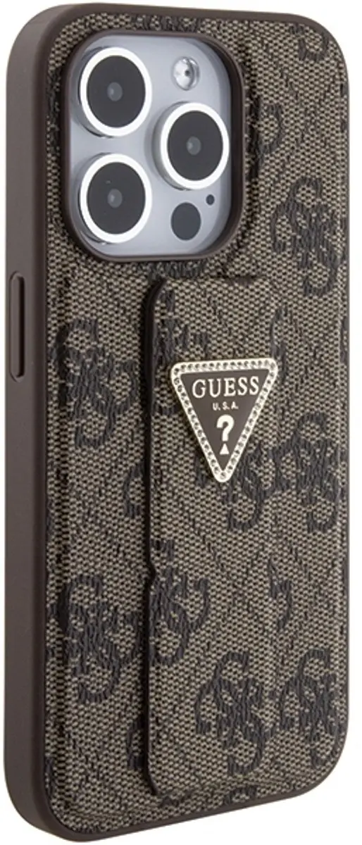 GUESS 4G Triangle Logo Grip Back Case - iPhone 15 Pro - Bruin