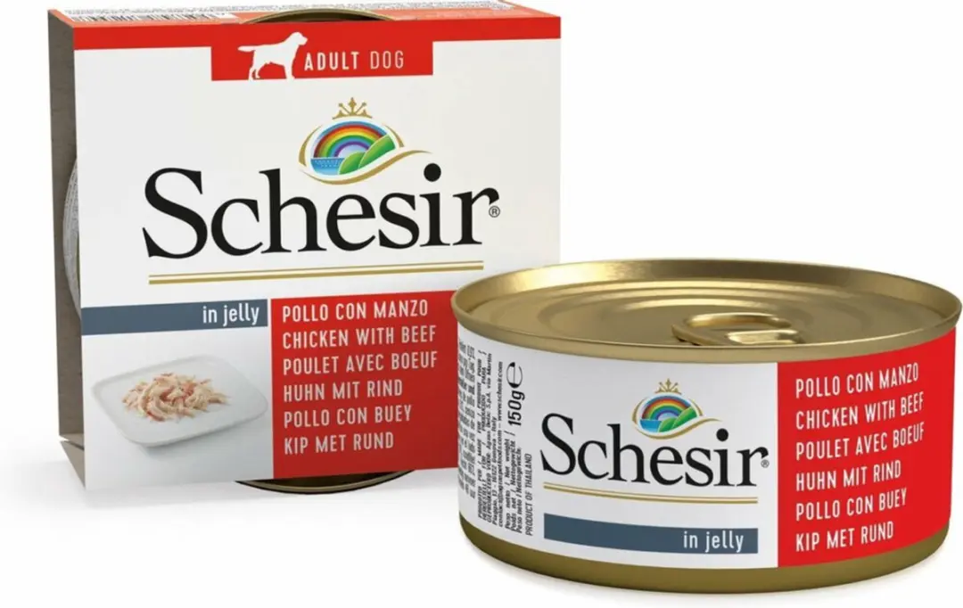 Schesir Hondenvoer Kipfilet & Rundvlees in Gelei - 10x150g