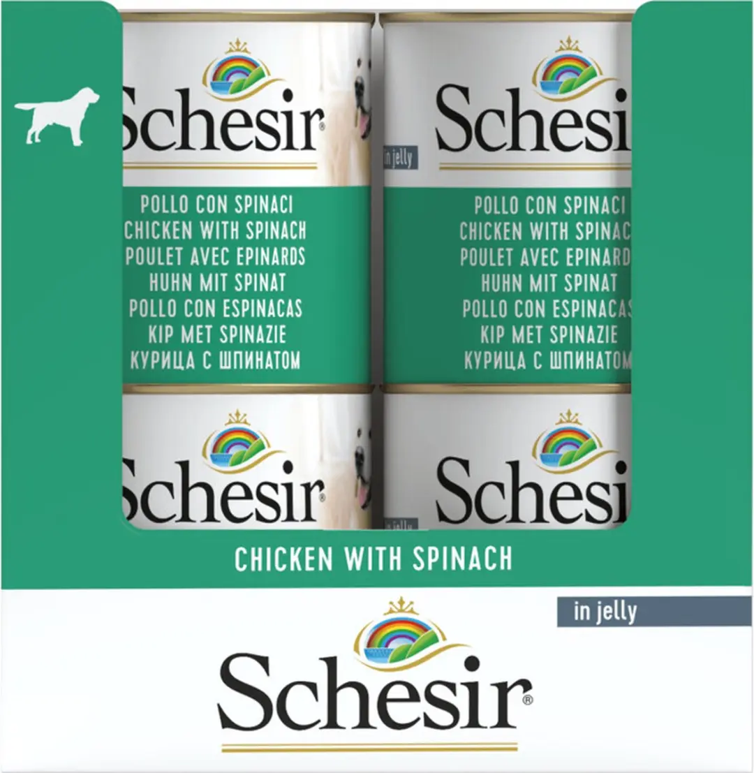 Schesir Hondenvoer Kip Spinazie in Gelei - 16x285g