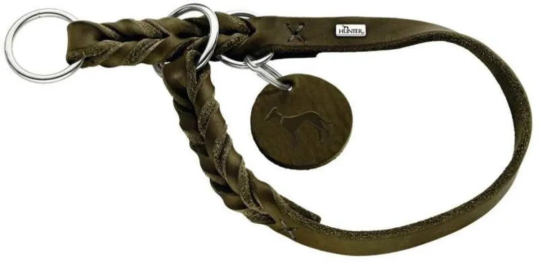 Hunter Hondenhalsband Solid Education Olive Maat M-L