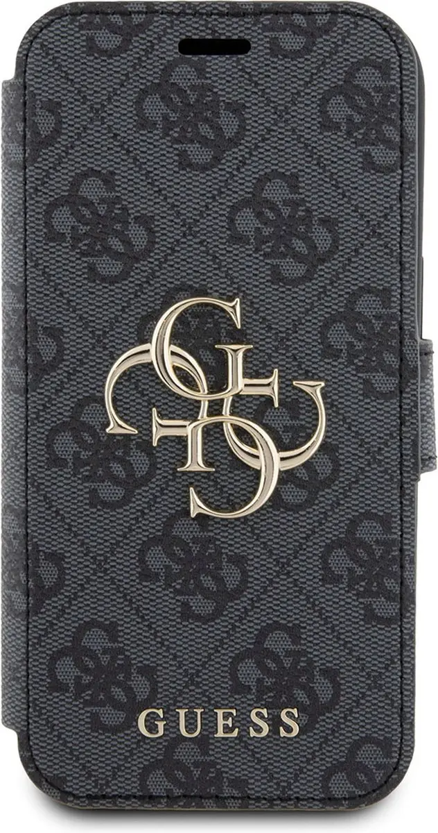 Guess 4G Metal Logo Book Case - iPhone 15 Grijs