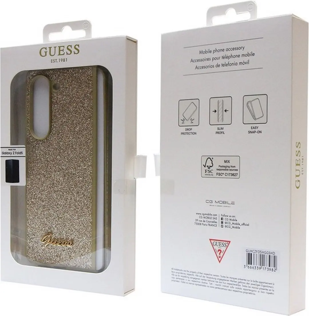 GUESS Glitter Hoesje - Samsung Galaxy Z Fold 5 - Goud
