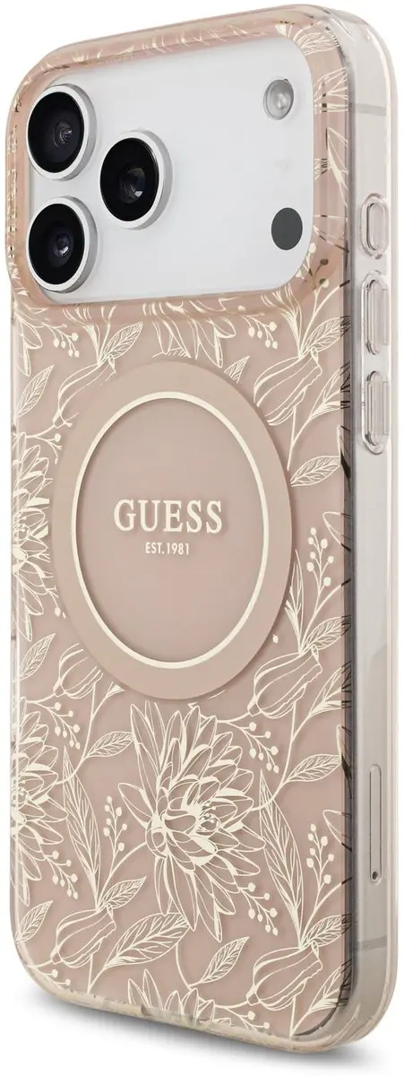 Guess IML Flowers Allover iPhone 17 Pro Max Hoesje - Roze - MagSafe