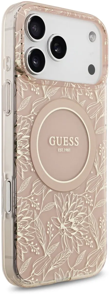 Guess IML Flowers Allover iPhone 17 Pro Max Hoesje - Roze - MagSafe